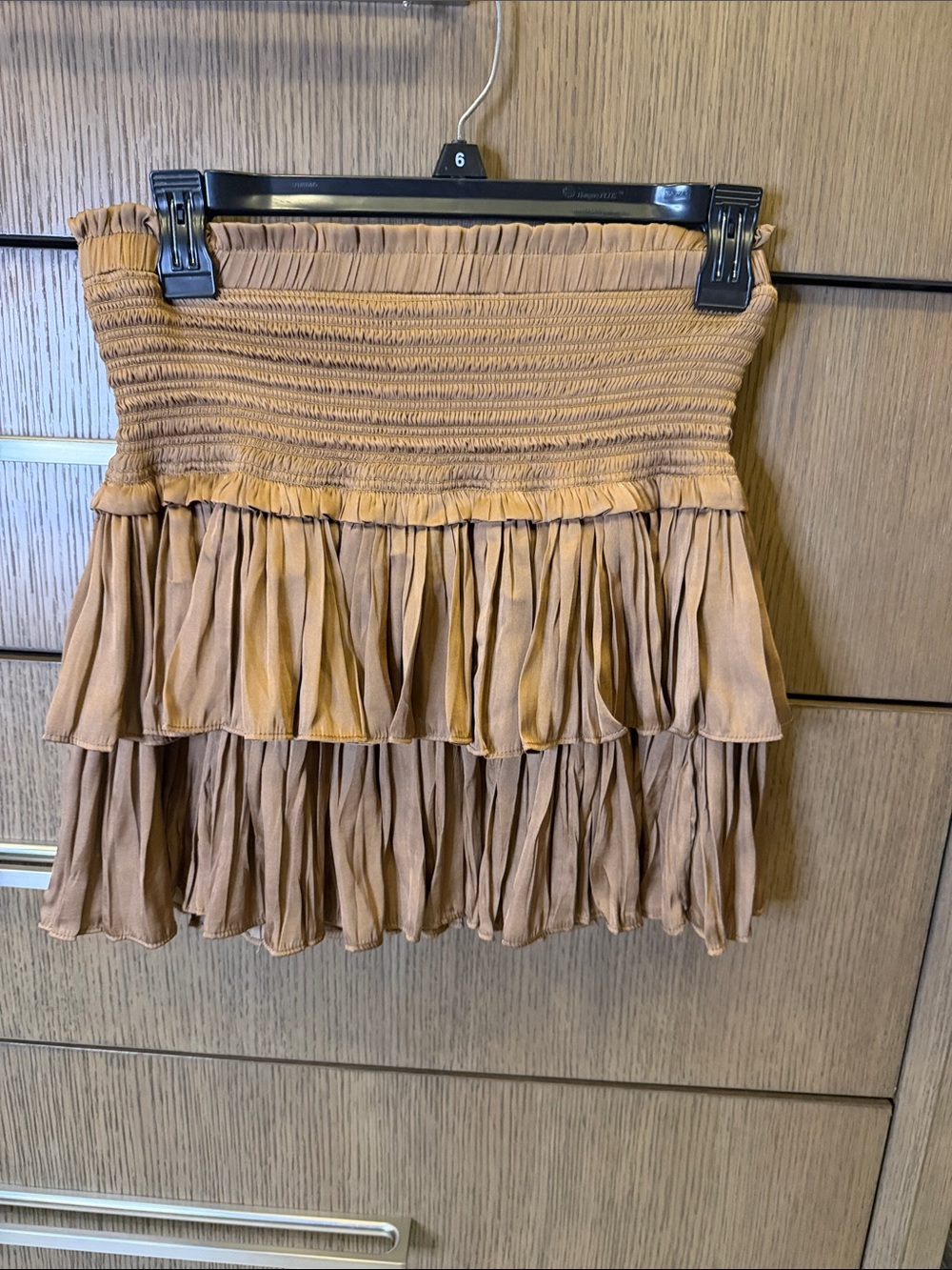 Tiered Ruffle Mini Skirt in Tan